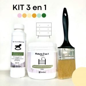 KIT PARA PINTAR LA CÓMODA HABITACIÓN DEL BEBÉ, PINCEL, BARNIZ, PINTURA